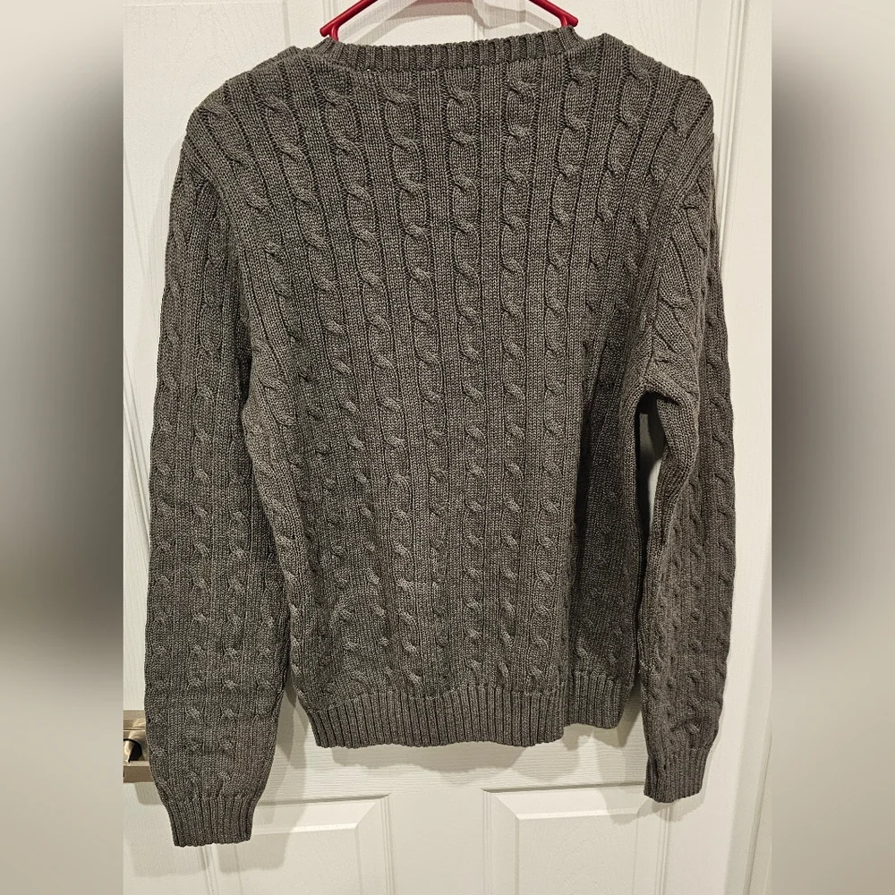 NWT Ralph Lauren Sport Women's Gray Cable Knit Pullover with Pink Logo Size-XL - Picture 5 of 12